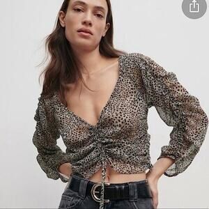 ZARA Sheer Animal Print Crop Top
